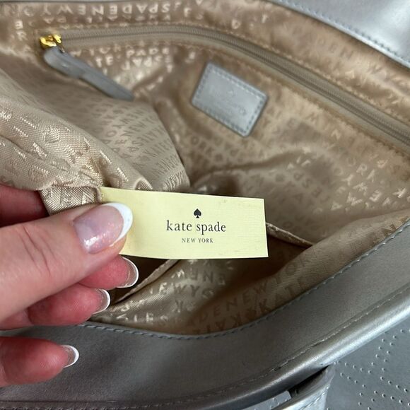Kate Spade Small Harmony Metallic Tote Bag With Silver Hearts - Picture 8 of 13